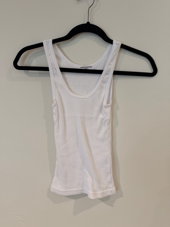perfectwhitetee Tops - Perfect White Ribbed Tank Top - White XS